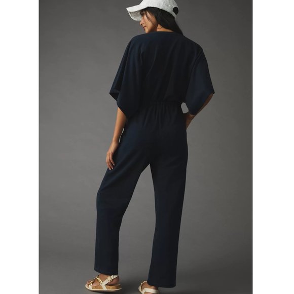 NWT Anthropologie Sundays Elodie High Rise Jumpsuit in Navy/Marin Sz S - Picture 3 of 13